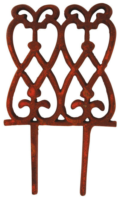 2 Stück Esschert Design Beetzaun, Zierzaun, hoch, aus rötlichem Gusseisen, ca. 15 cm x 28 cm