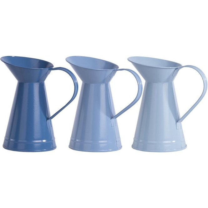 Esschert Design Blautöne Wasser Kanne mit Griff, Höhe 20 cm, Karaffe aus Zink, konisch mit großem Ausguss, farbig sortiert