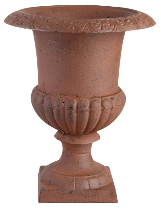 2 Stück Esschert Design Blumentopf, Übertopf Französische Vase, Amphore auf Sockel, Größe S, ca. 17 cm x 17 cm x 22 cm