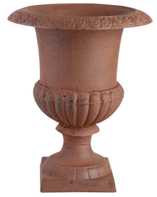 Esschert Design Blumentopf, Übertopf, Französische Vase, Amphore auf Sockel, aus Gusseisen, Größe XS, ca. 11 cm x 11 cm x 16 cm