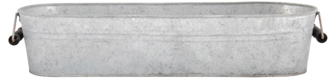 2 Stück Esschert Design Blumentopf, Übertopf in grau aus verzinktem Metall, lang, ca. 59 cm x 17 cm x 12 cm