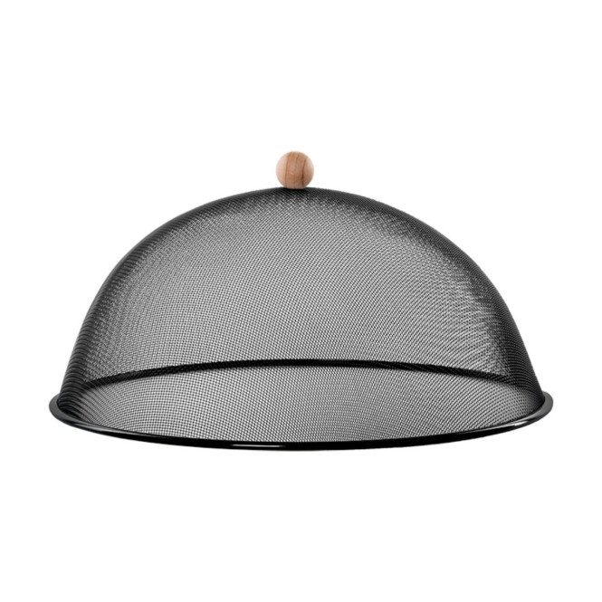 Esschert Design Fliegenhaube Schwarz Ø 43 cm Tellerglocke mit Trageknauf, Teller Abdeckung für Lebensmittel beim Grillen