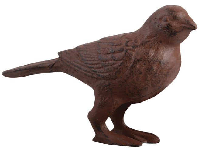 Esschert Design Gartenfigur, Skulptur Motiv Vogel, stehend, aus Gusseisen in braun, ca. 12 cm x 4,5 cm x 8 cm