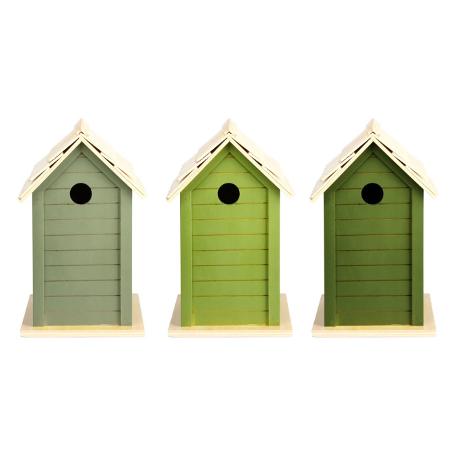 Esschert Design Grüntöne Serie Vogelhaus, farbig sortiert, verschiedene Grüntöne, hellgrün/grün/dunkelgrün, Farbwahl nicht möglich