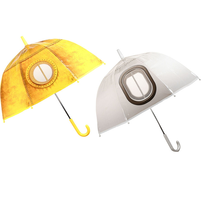 Esschert Design Kinderregenschirm Kuckuck! mit extrem weitem Schirm, sortiertes Design, Stahl/Kunststoff, Ø 71 x 70,5 cm, mit Bullauge, gelb/weiß