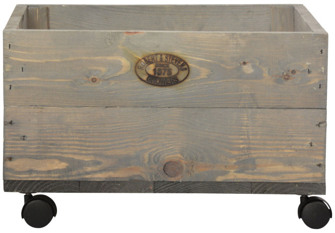 Esschert Design Pflanzkasten auf Rollen, 39 x 39 x 25 cm, aus Holz, Größe S, mit 4 Kunststoffrollen, Holzkiste, Holzbox, Aufbewahrungsbox
