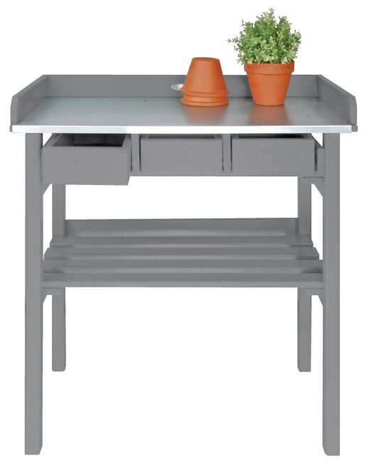 Esschert Design Pflanztisch, Gartentisch in grau, ca. 79 cm x 38 cm x 82 cm