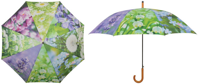 Esschert Design Regenschirm Blumen, 120 x 120 x 95 cm, aus Metall/Synthetik, mit Kunststoffgriff
