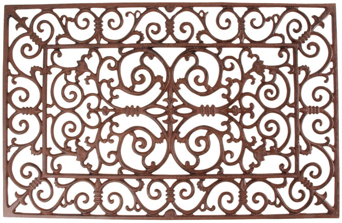 Esschert Design Schmutzfangmatte, Fußmatte in antik aus Gusseisen, rechteckig, ca. 72 cm x 46 cm
