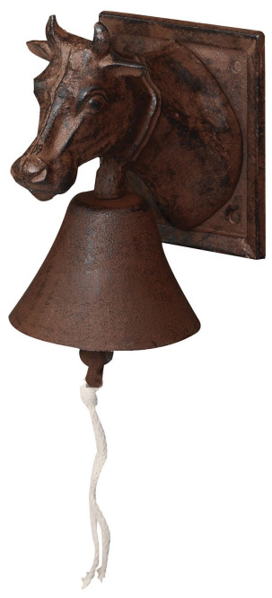 2 Stück Esschert Design Türglocke mit Klöppel, Türklingel mit Motiv Kuh aus rötlichem Gusseisen, ca. 12 cm x 16 cm x 18 cm