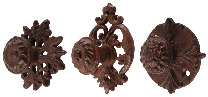2 Stück Esschert Design Türgriff, Türknauf aus Gusseisen, rund, sortiert, ca. 6,6 cm x 6,6 cm x 4 cm