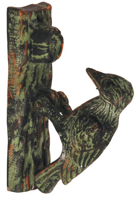 Esschert Design Türklopfer mit Motiv Specht aus Gusseisen, ca. 5,2 cm x 11 cm x 16 cm