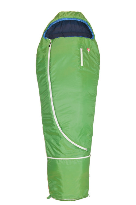 Grüezi bag Biopod Wolle Kids World Traveller Green, mitwachsender Kinderschlafsack, Körpergröße 100-155cm, 140-180x65cm, 920 g, Packmaß Ø 19 x 20 cm
