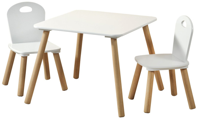 Kesper 1 Kindertisch mit 2 Stühlen, Spielzeug Tisch, FSC Holz, Tisch Garnitur weiß, standfest, einfache Montage