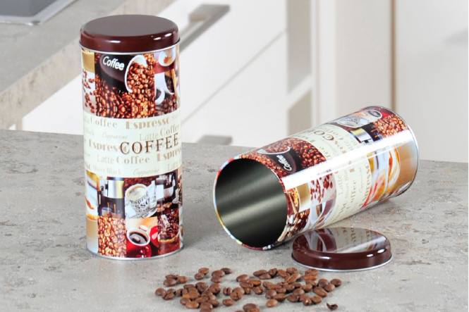 Kesper Aufbewahrungsdose, Küchendose, Vorratsdose, für Kaffeepads, aus Metall, Höhe: 175 mm, Ø 80 mm, sortiert 1 Stück