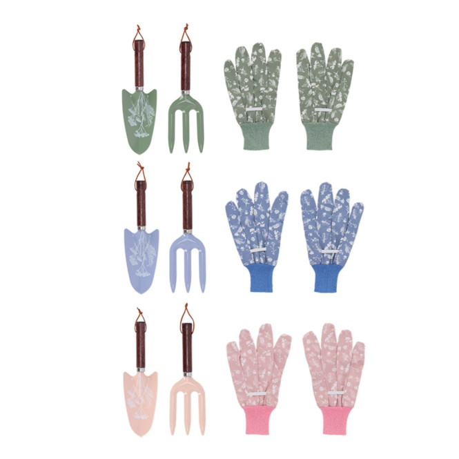 Rivanto® 3-tlg. Set Gartengeräte mit Handschuhen, Handschaufel & Handharke für Indoor/Outdoor, Gartenhandschuhe mit Gartenschaufel und Harke