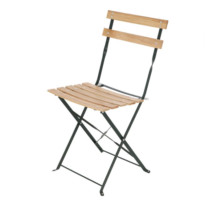 Rivanto® Gartenstuhl im Bistro-Design, Stahlgestell mit Holz-Sitzfläche 41 x 45,5 cm, Höhe 82,5 cm, Klappstuhl