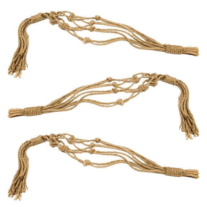 3 Stück Rivanto® Blumenampel Makramee Seil für hängende Töpfe Gesamtlänge 170 cm für Blumenschalen bis 35 cm Durchmesser beige