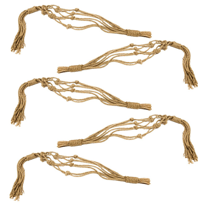 5 Stück Rivanto® Blumenampel Makramee Seil für hängende Töpfe Gesamtlänge 170 cm für Blumenschalen bis 35 cm Durchmesser beige