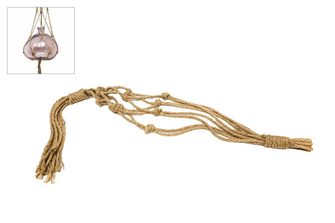 Rivanto® Blumenampel Makramee Seil für hängende Töpfe Gesamtlänge 170 cm für Blumenschalen bis 35 cm Durchmesser beige