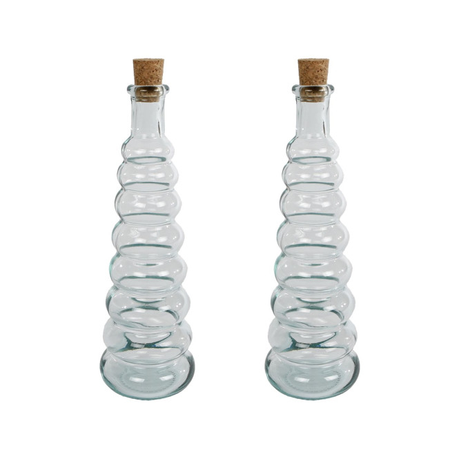 2 Stück Rivanto® Dekovase Bolas Glasvase mit Korken Glasflasche mit Korken Glas 6x6x18 cm transparent Glas
