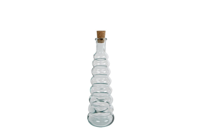 Rivanto® Dekovase Bolas Glasvase mit Korken Glasflasche mit Korken Glas 6x6x18 cm transparent Glas