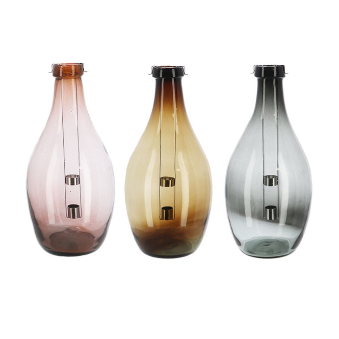 Rivanto® Desert Dream Windlicht S Ø18 x H38,5 cm aus recyceltem Glas, farbig sortiert, Teelicht, Kerzenlicht, Kerzenhalter