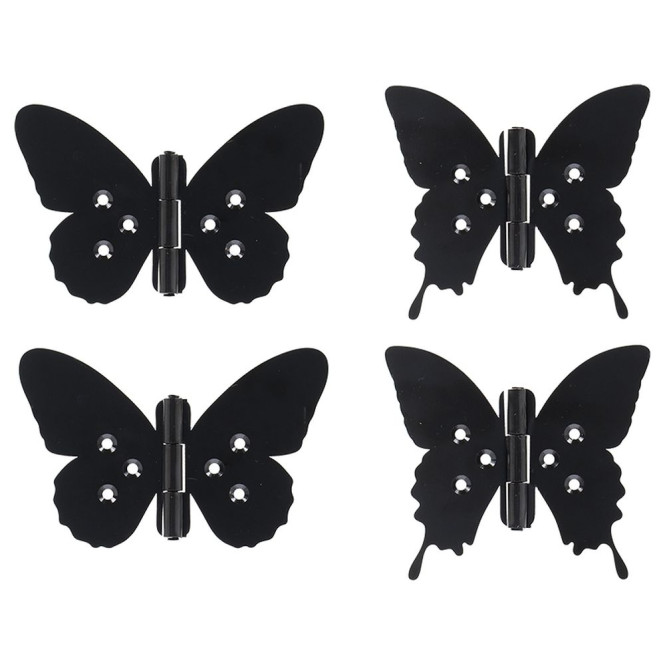 Rivanto® Scharnier 2er Set Schmetterling aus Eisen, 10,5 x 9 cm, Schwarz, 0,5 cm stark