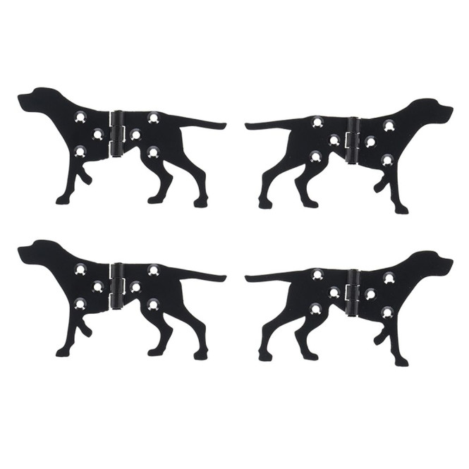 Rivanto® Scharnier 2er Set Hund aus Eisen 12,0 x 6,5 cm, Schwarz, 0,5 cm stark