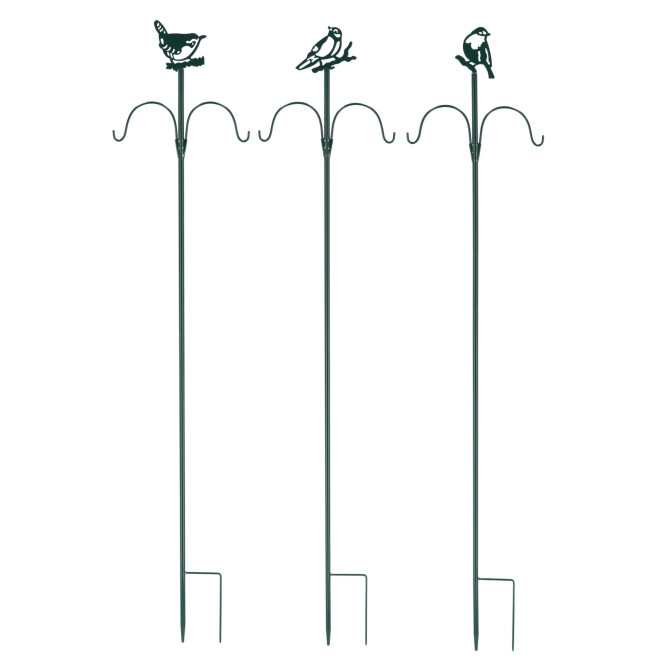 Rivanto® Futterstation Vogel Höhe 148 cm, Vogelfutter-Aufhänger, Design sortiert, Eisen Futterstab, Breite ca. 30 cm, grün
