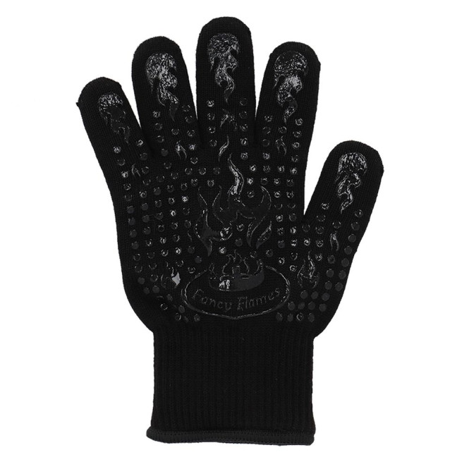 Rivanto® Grill Handschuh mit Silikonbeschichtung UNISEX / UNI-GRÖßE, Polyester/Baumwolle, Länge 28 cm, Backhandschuh, schwarz