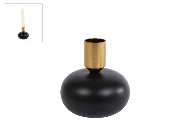 Rivanto® Kerzenhalter Maya Kugel S schwarz/gold Ø8 x 8,5 cm Metall-Kerzenständer für Kerzen Ø 2,1 cm, Tisch-Deko