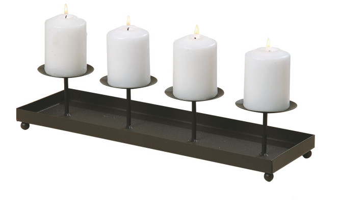 Rivanto® Kerzenhalter mit Dorn, 40 x 12,5 cm, Adventskranz, 4-flammiger Metall Kerzenständer, max. Kerzendurchmesser 7 cm, mit Standfüßchen