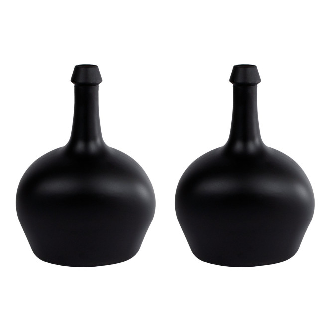 2 Stück Rivanto® Glas Vase Graffa Victoria Größe S matt schwarz 19x14x26cm stilvolle Blumenvase Tischdekoration