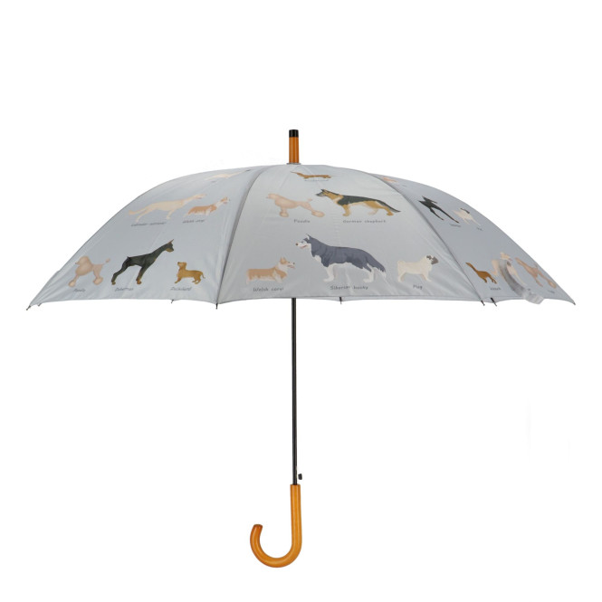 Rivanto® Regenschirm Hunderassen Ø 120 x 95 cm Polyester/Stahl/Holz, Grau