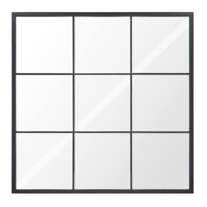 Rivanto® Spiegel Metall quadratisch 90 x 2,6 x 90 cm Eisen/Glas/Kunststoff, Silber