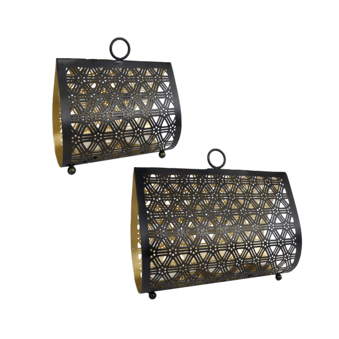 Rivanto® Teelichthalter Set Helga Teelichtständer im orientalischen Design Gold schwarz Metall