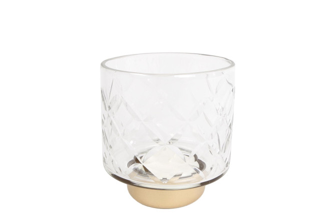 Rivanto® Teelichthalter Ria Teelichtständer im klassischen Design Größe S Maße 8x8x8x cm farblos | gold Glas | Metall