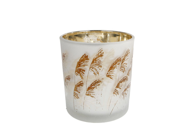 Rivanto® Teelichthalter Straw Teelichtständer im modernen Design S 7,5x7,5x8 cm grau gold Glas