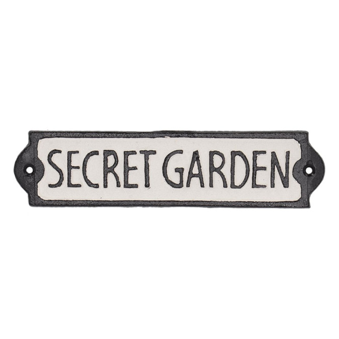 Rivanto® Türschild secret garden 21 x 1 x 5 cm Gusseisen Gartentor Schild Geheimer Garten