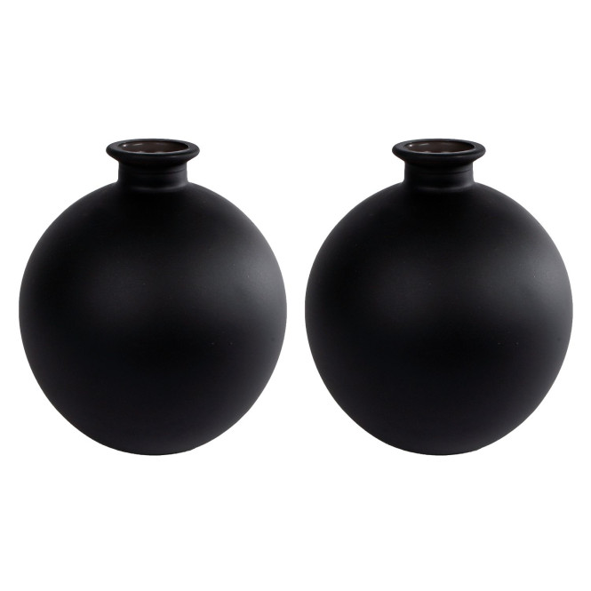 2 Stück Rivanto® Vase Artemis S matt schwarz Glas Ø16x18cm Blumenvase aus Glas, Blumentopf
