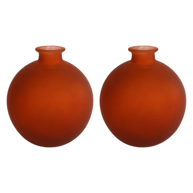 2 Stück Rivanto® Vase Artemis S matt Terra Glas 16x16x18cm Blumenvase aus Glas, Blumentopf