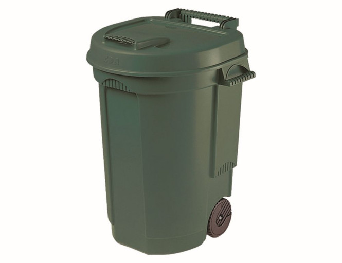 SIENA GARDEN Fahrbarer Abfallbehälter grün, 110 Liter, 55 x 58 x 81 cm