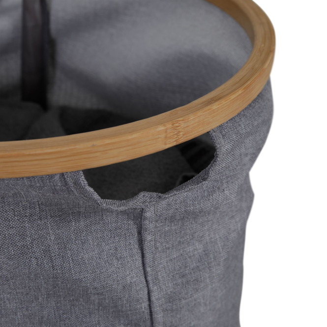 AXENTIA Stoff Wäschekorb mit Bambusrahmen, 38 x 64,5 cm, 65 Liter