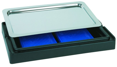 APS Top Fresh Set -New Generation- 4-tlg., 56,5 x 35 cm, H 6,5 cm Kühlbox  aus schwarzem Kunstst. GN 1/1 Tablett, 2 Kühlakkus