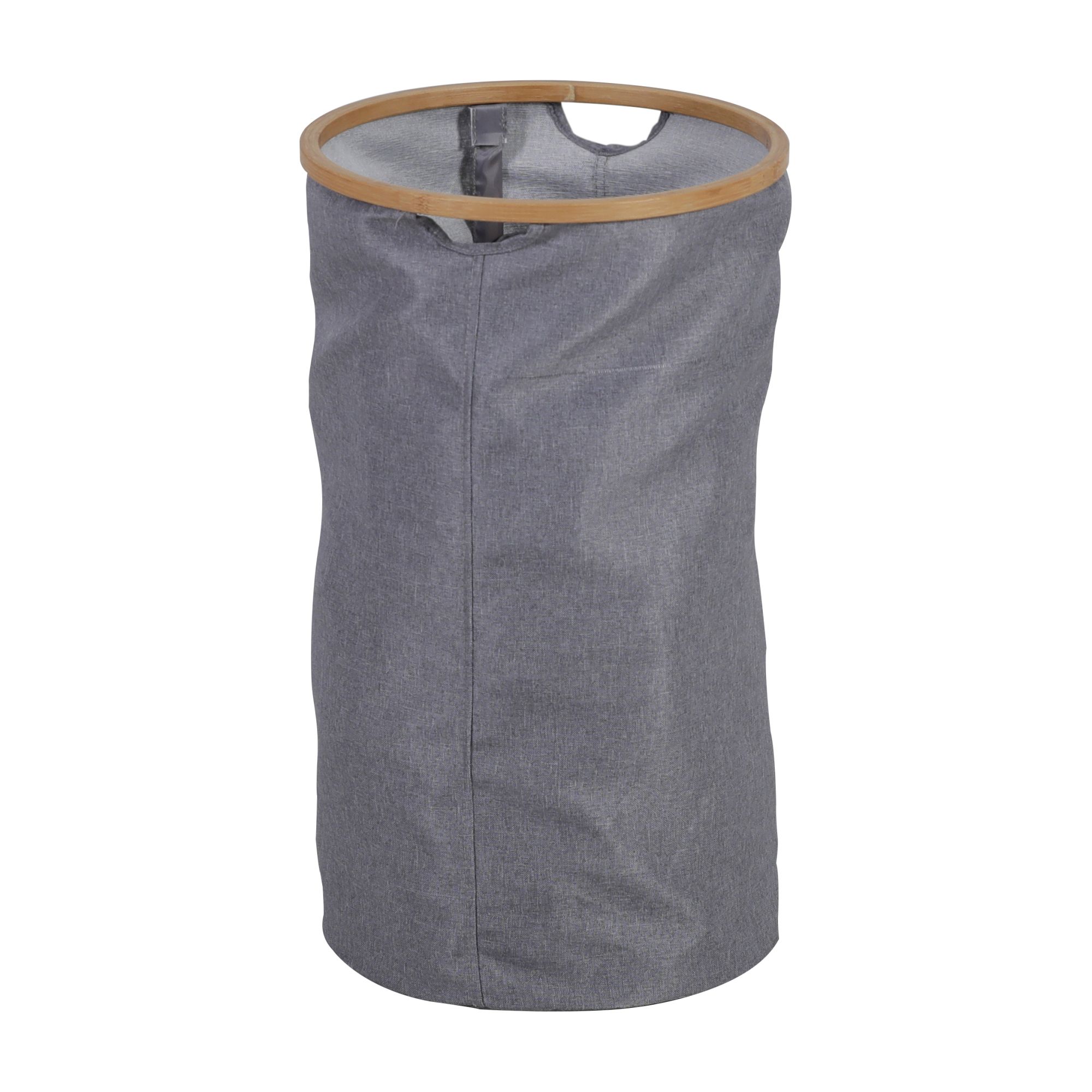 AXENTIA Stoff Wäschekorb mit Bambusrahmen, 38 x 64,5 cm, 65 Liter,  Polyester/Baumwolle, grauer Wäschekorb | Wäschetruhen