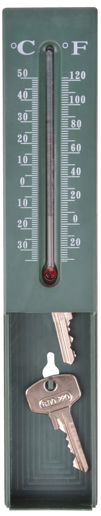 Esschert Design Thermometer Schlüsselversteck aus PP, Glas und Kerosin, 5,2  x 2,8 x 16,2 cm