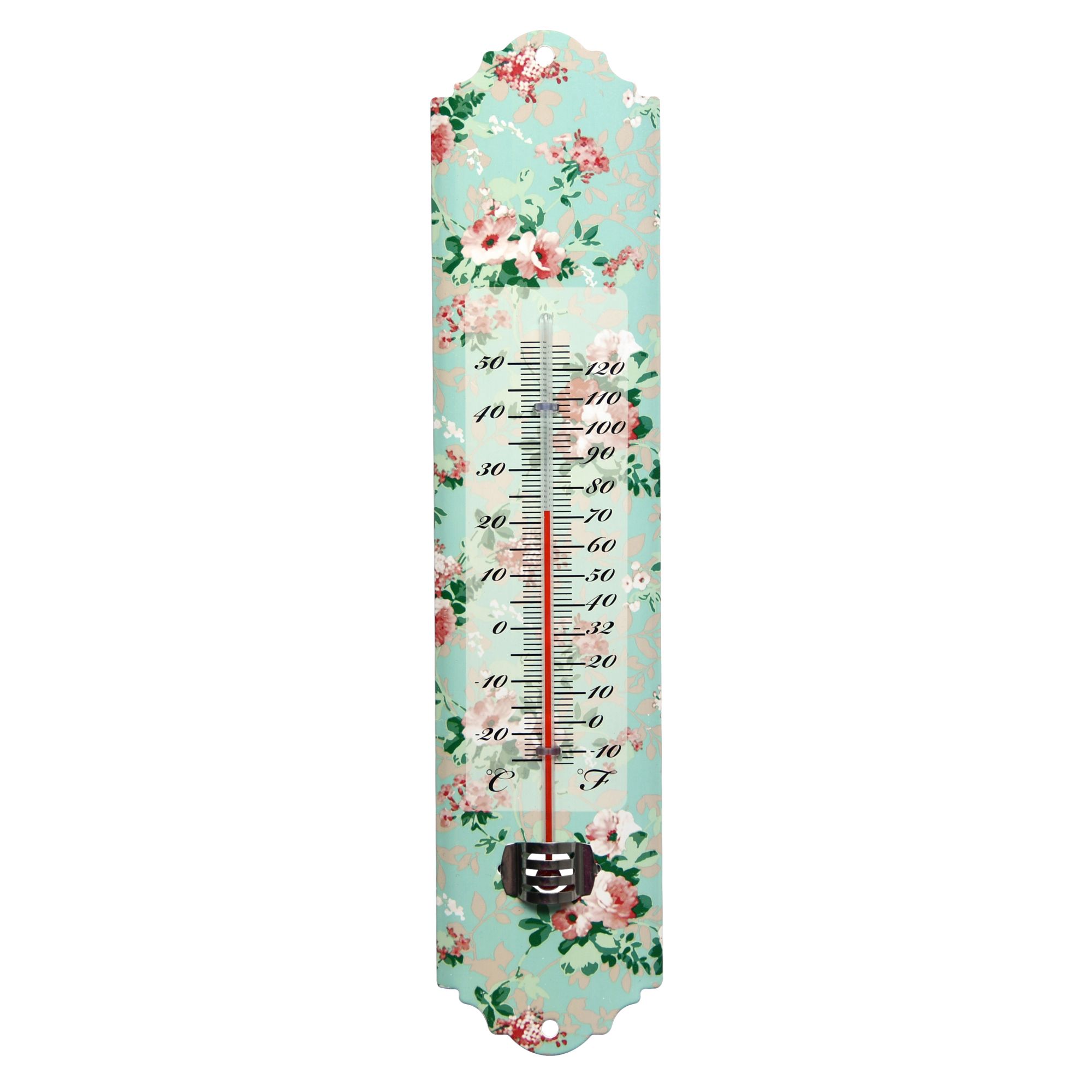 Rivanto® Thermometer mit Rosendruck Motiv, mit Montagelochung, 7 x 1,5 x  H30 cm, klassisches