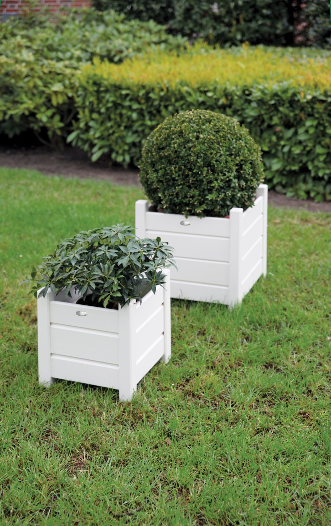 Esschert Design Übertopf, Blumenkasten 2er-Set in weiß, quadratisch